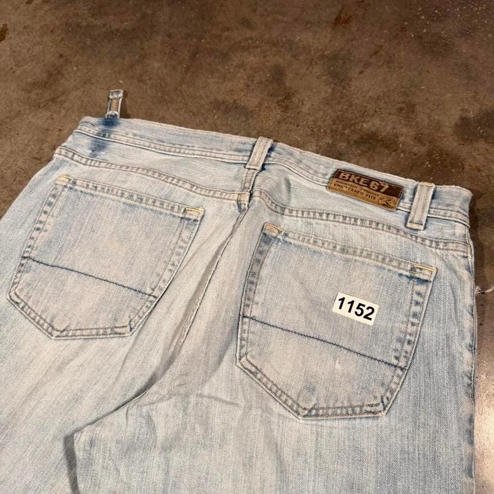 BKE Tyler Baggy Bootcut Jeans Mens 34x32 Light Wash Y2K Made in USA